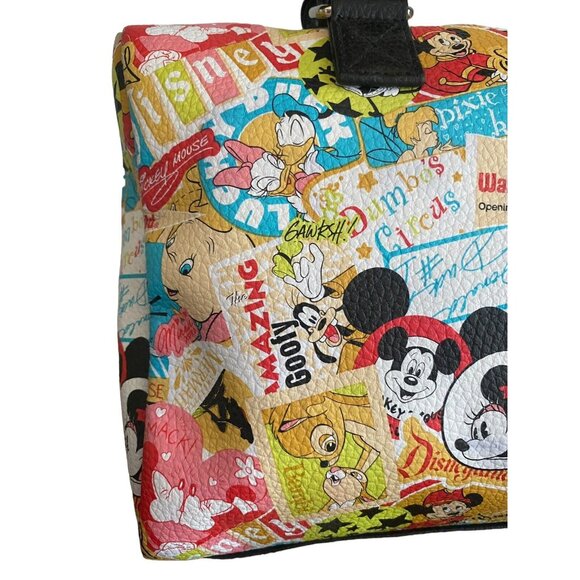 Disney Parks all Over Print Handbag Mickey Minnie Goofy Donald 2 Front Pockets - Picture 7 of 13